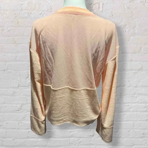 C&C California Peachy Orange Terrycloth Long Sleeve Pullover sz M - Picture 2 of 6